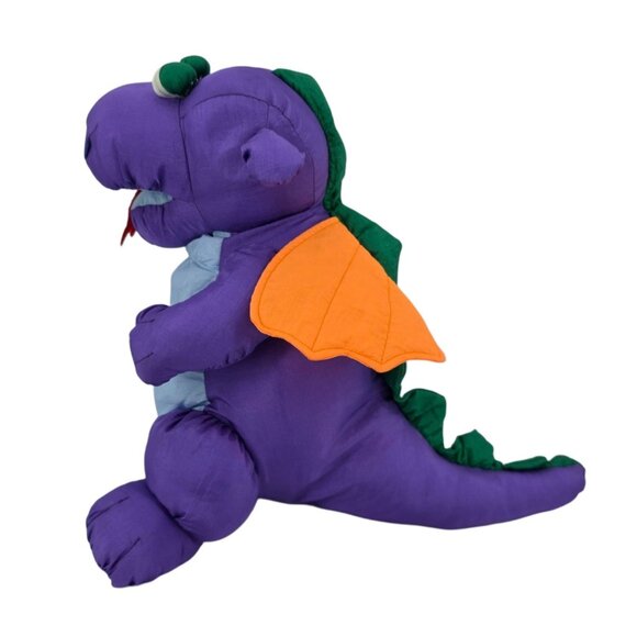 Vintage Chosun Parachute Puffy Dragon Dinosaur Purple 15" Plush Stuffed Animal - Picture 4 of 8
